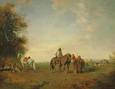 Resting Place of the Arab Horsemen on the Plain by Eugène Fromentin